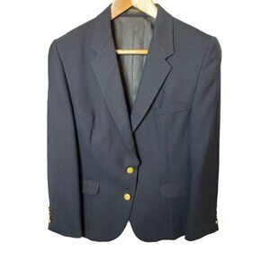 Vintage 90s Y2K Lady Beall Navy Blue Nautical Womens Blazer with Gold Buttons